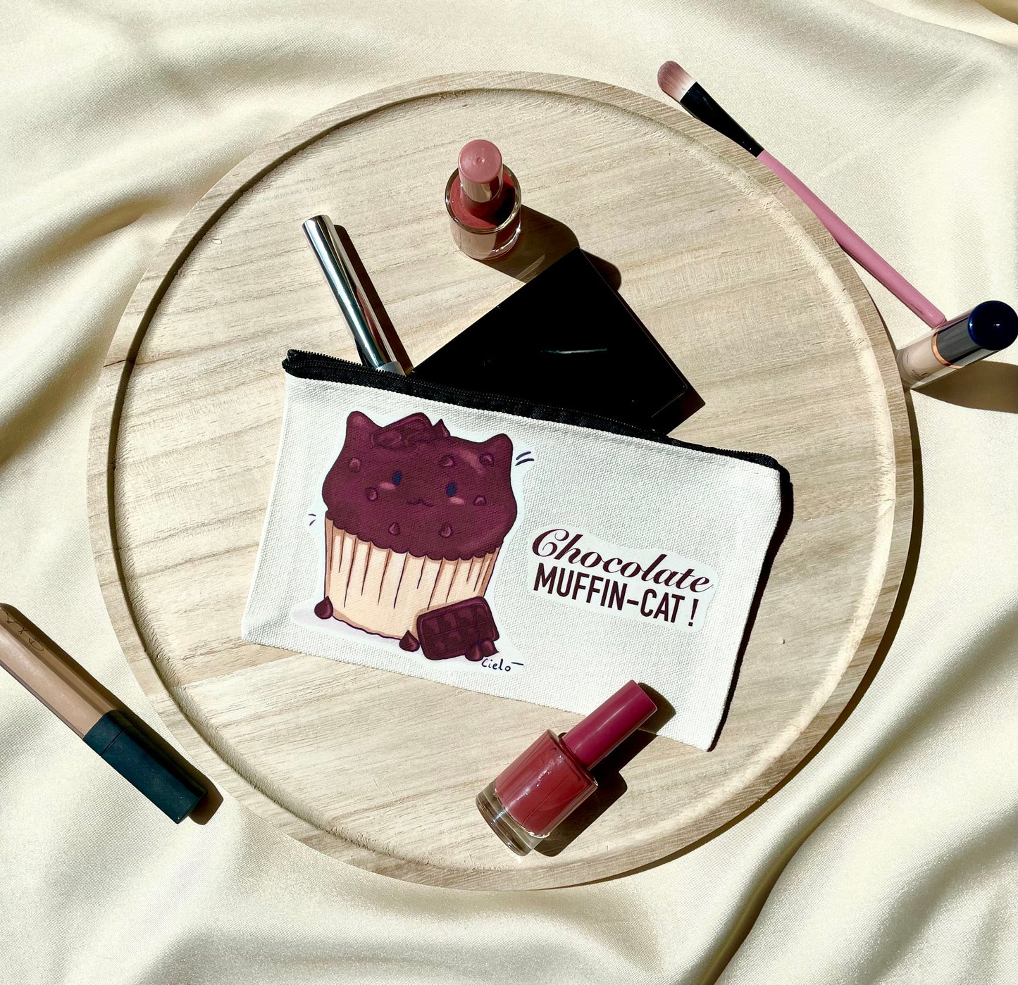 Trousse plate personnalisable muffin-cat ~