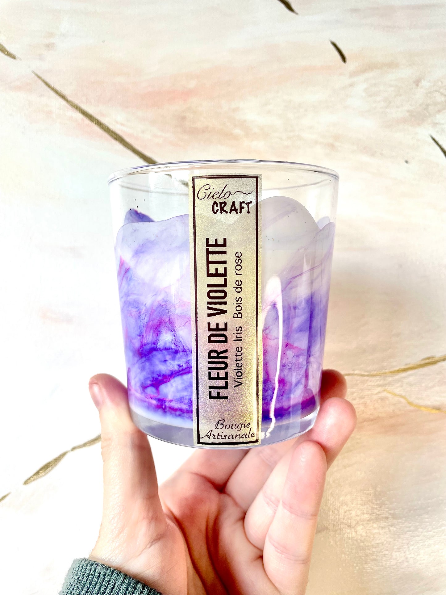 Bougie artisanale en pot Fleur de Violette ~