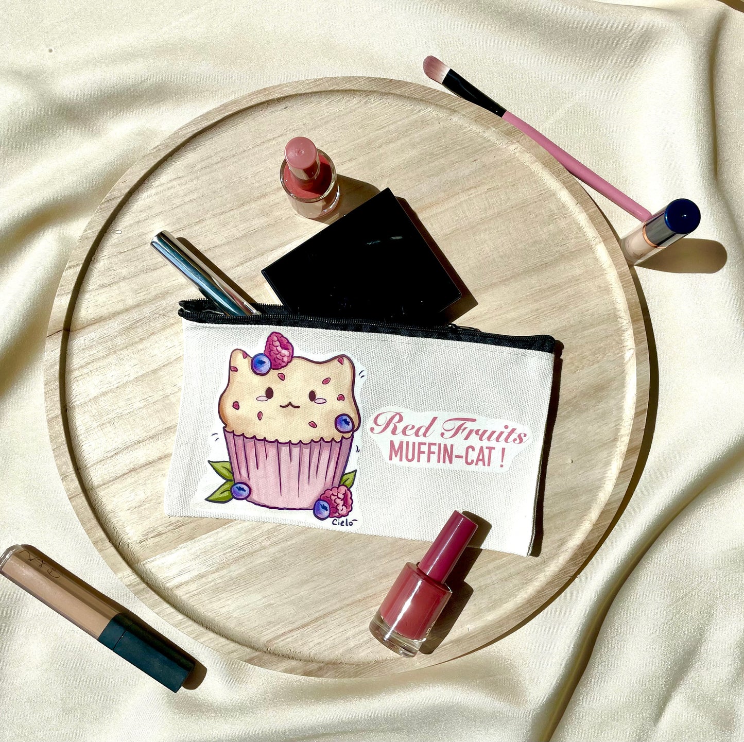 Trousse plate personnalisable muffin-cat ~