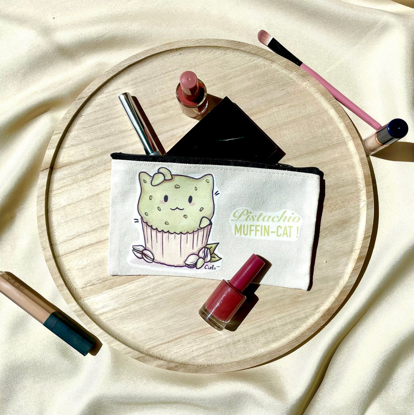 Trousse plate personnalisable muffin-cat ~