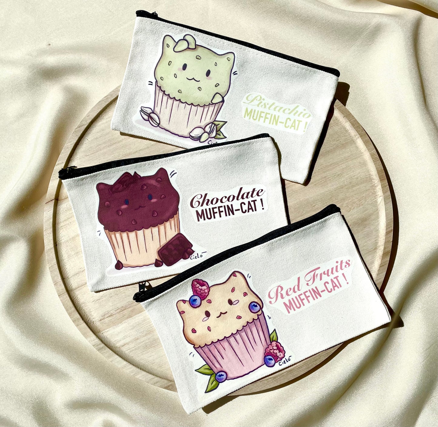 Trousse plate personnalisable muffin-cat ~