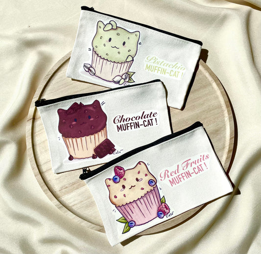 Trousse plate personnalisable muffin-cat ~