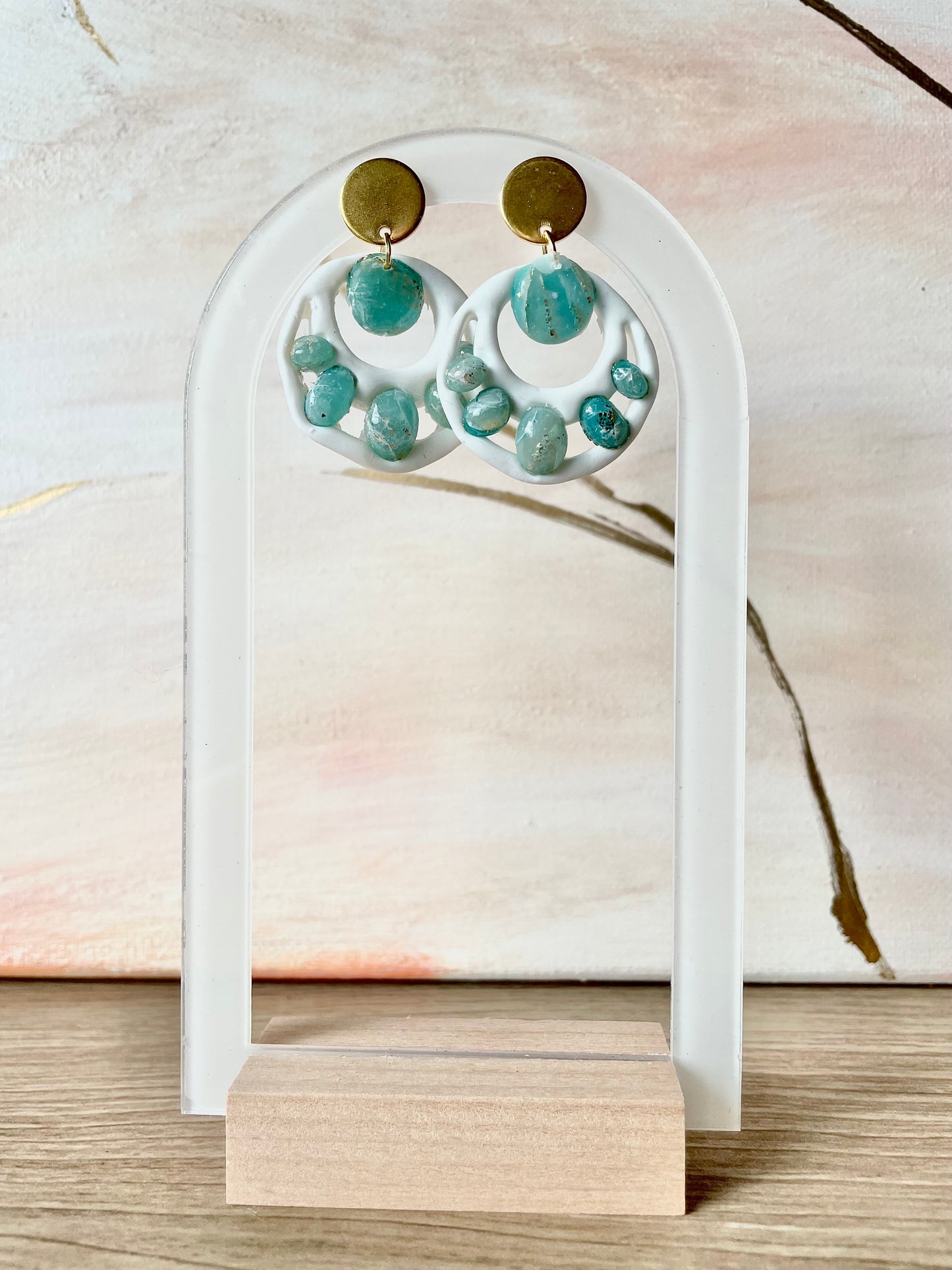 Boucles d’oreilles avec fake stones sur anneaux ~