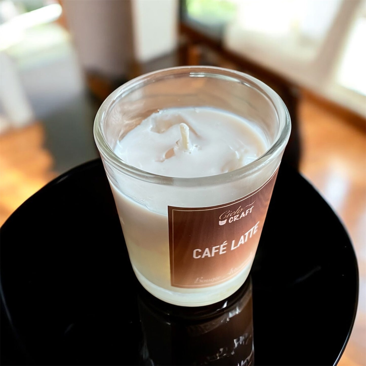 Bougie artisanale trompe l'oeil, café latté - bijoux cielo craft