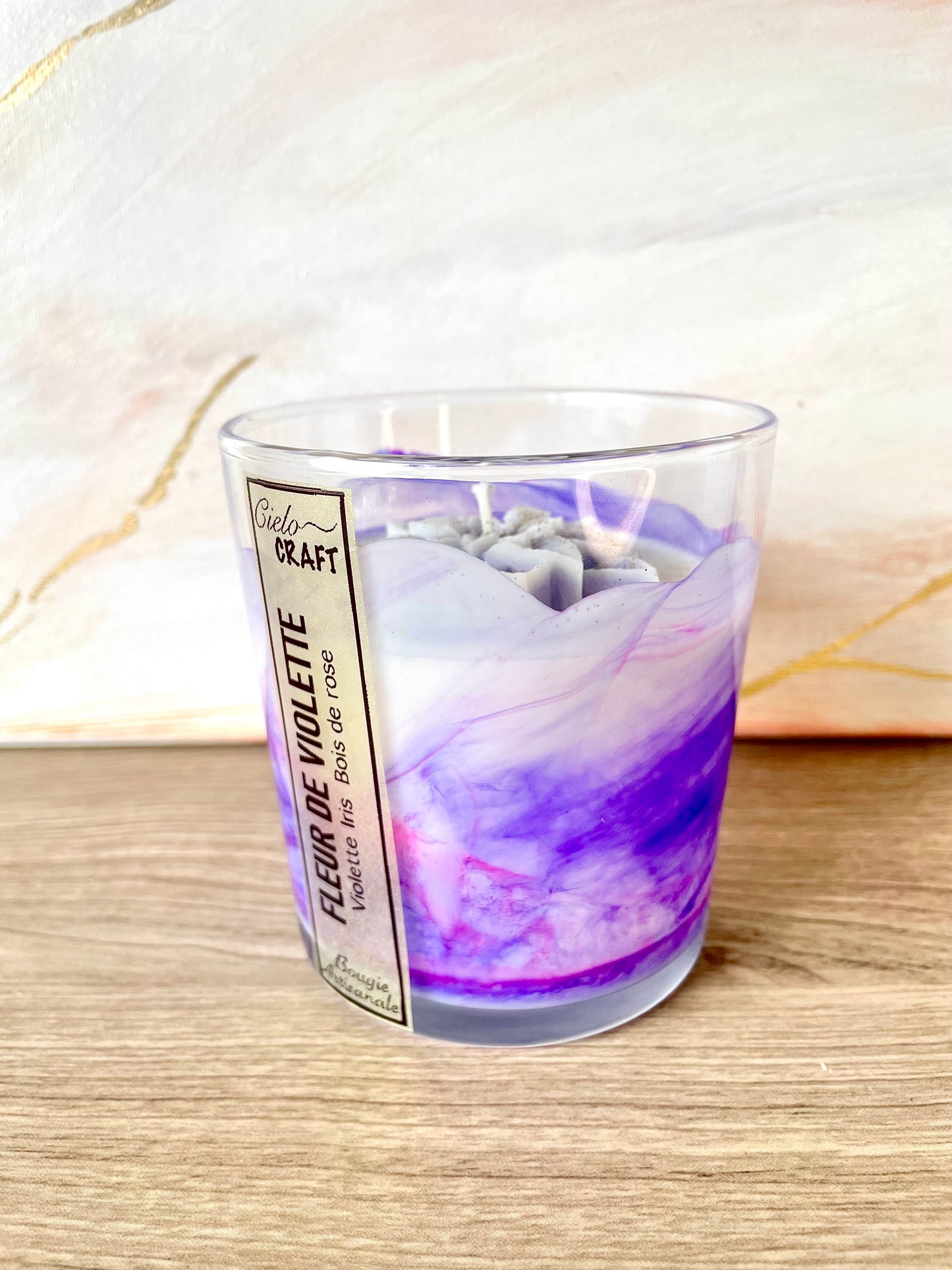 Bougie artisanale en pot Fleur de Violette ~