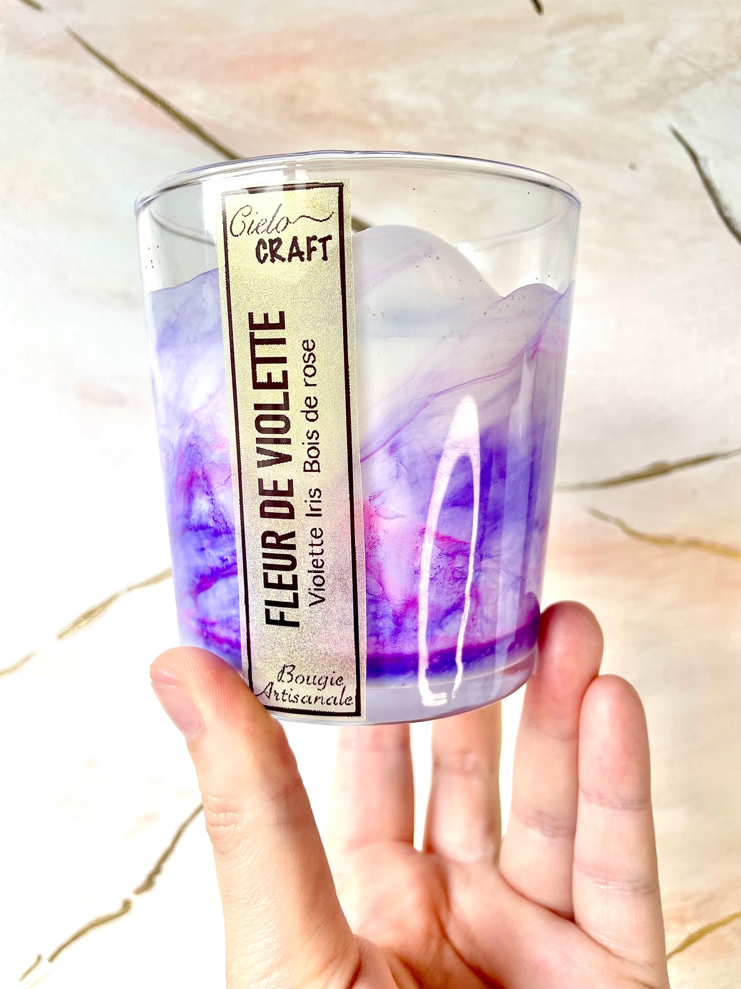 Bougie artisanale en pot Fleur de Violette ~
