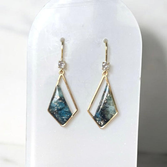 Boucles d'oreilles lozange effet lapiz lazuli bijoux cielo craft