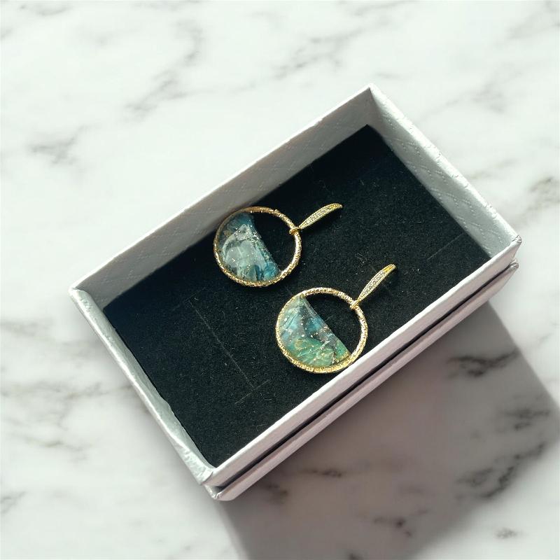 Boucles d'oreilles rondes effet lapiz lazuli bijoux cielo craft