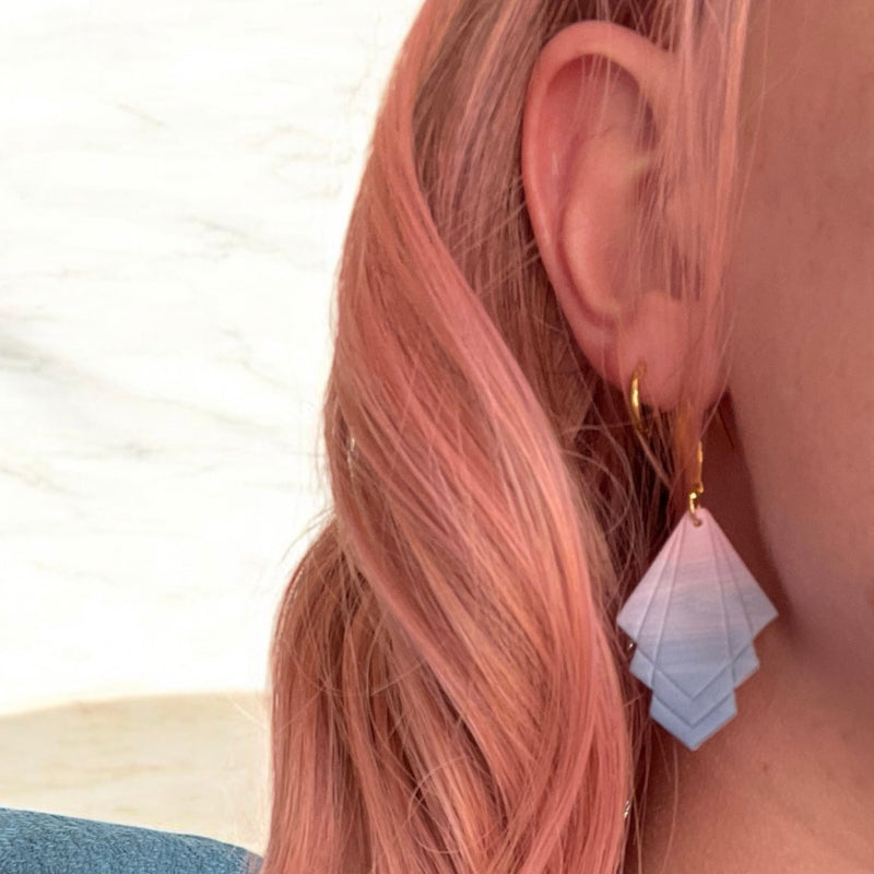 Boucles d'oreilles roses et bleues pendantes - bijoux cielo craft