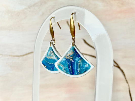 Boucles d’oreilles avec fake stone azur pendants seigaiha ~