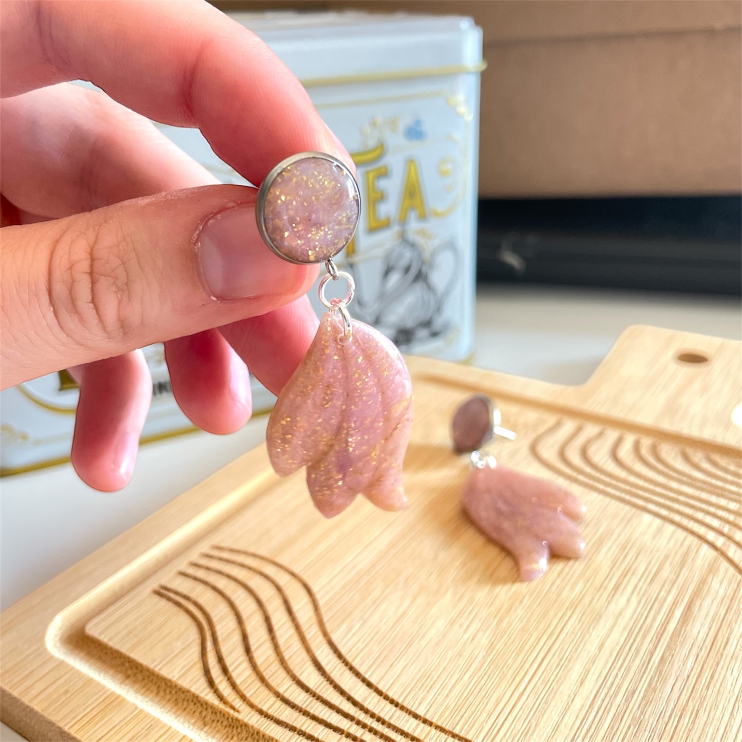 Boucles d’oreilles pendantes holographiques