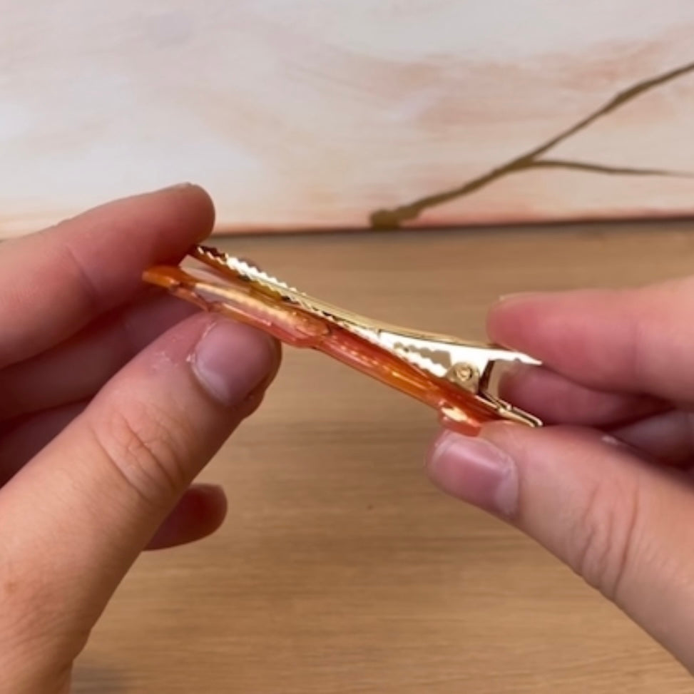 Barrette chat feuille automne