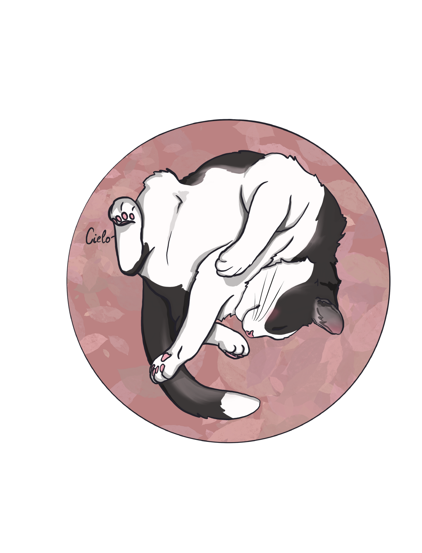 Porte clef acrylique illustration chat gris et blanc rond