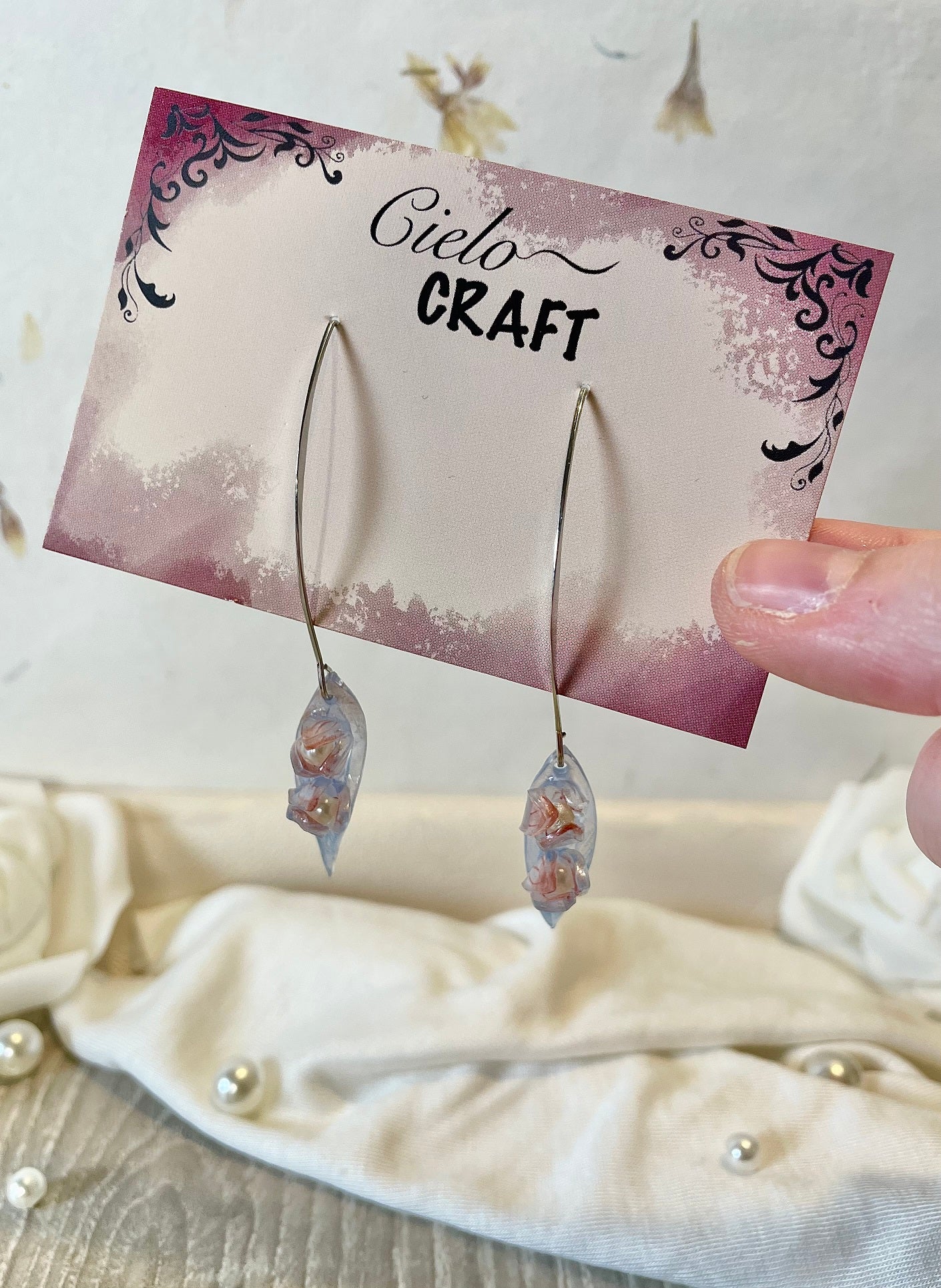 Boucles d'oreilles petites fleurs et feuille ~