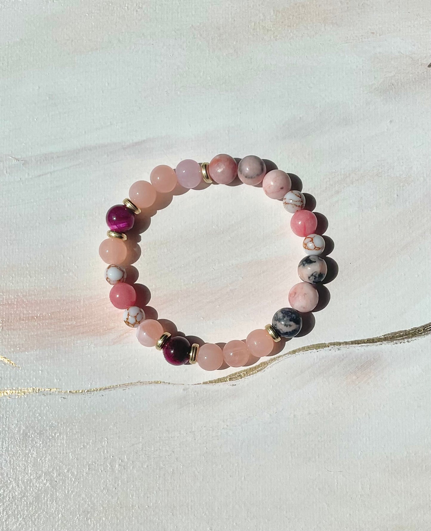 Bracelet en pierres naturelles positivité et amour ~