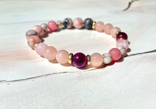 Bracelet en pierres naturelles positivité et amour ~