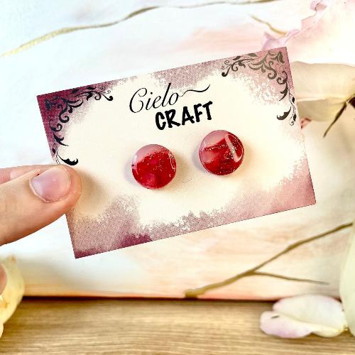 Boucles d'oreilles en puces rondes rubis bijoux cielo craft