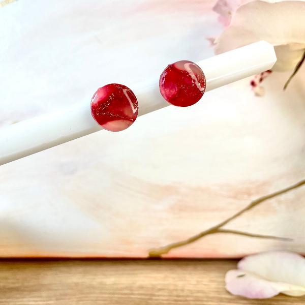 Boucles d'oreilles en puces rondes rubis bijoux cielo craft