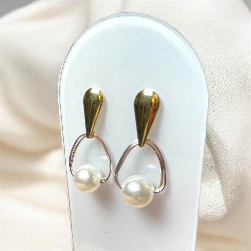 boucles doreilles geometriques et perle bijoux cielo craft