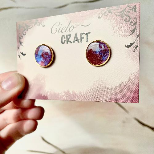 boucles d'oreilles en puces bordeaux holographique bijoux cielo craft