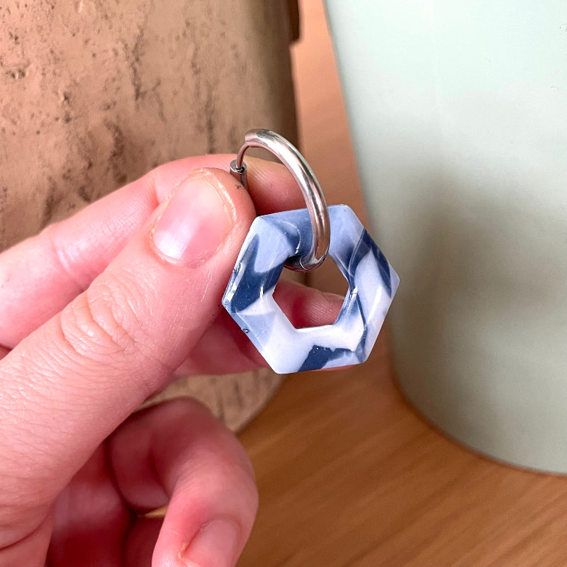 Boucles d'oreilles interchangeables bleues marbrées - Bijoux Cielo Craft