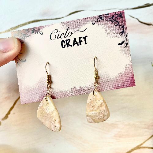 Boucles d'oreilles effet marbré ivoire - bijoux cielo craft