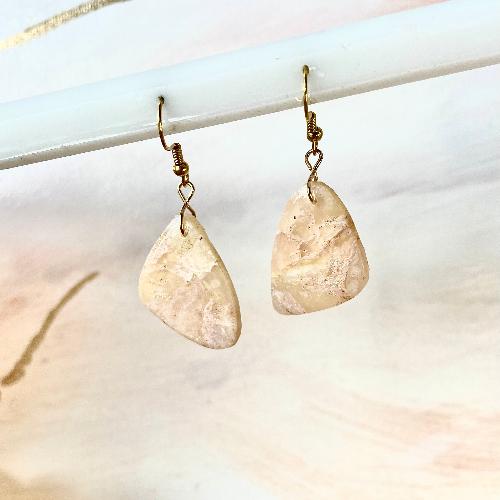 Boucles d'oreilles effet marbré ivoire - bijoux cielo craft