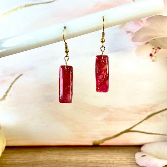Boucles d'oreilles droites rubis bijoux cielo craft