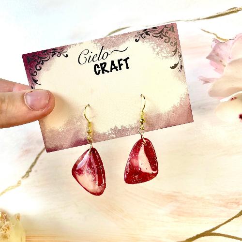 Boucles d'oreilles pendantes rubis bijoux cielo craft