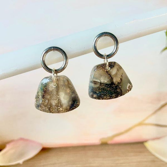 Boucles d'oreilles en pendantes sacs effet marbre noir - Bijoux cielo craft