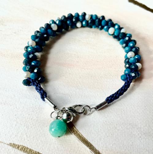 bracelet kumihimo bleu noir bijoux cielo craft