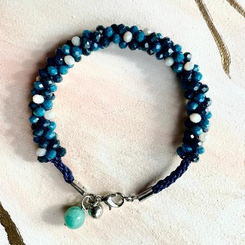 bracelet kumihimo bleu noir bijoux cielo craft
