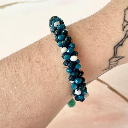 bracelet kumihimo bleu noir  bijoux cielo craft