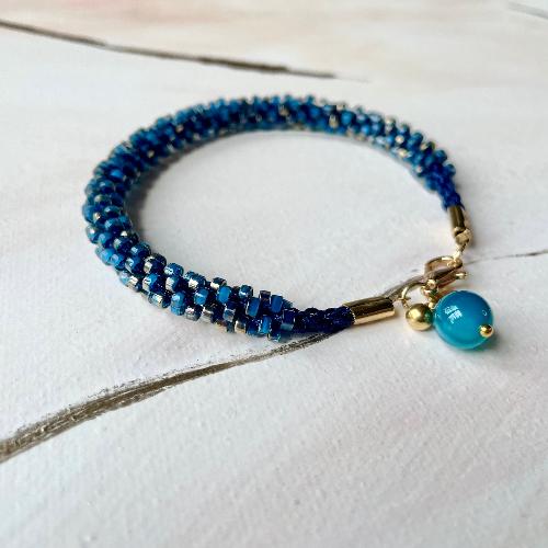 bracelet kumihimo bleu nuit bijoux cielo craft