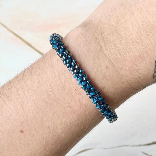 bracelet kumihimo bleu nuit  bijoux cielo craft