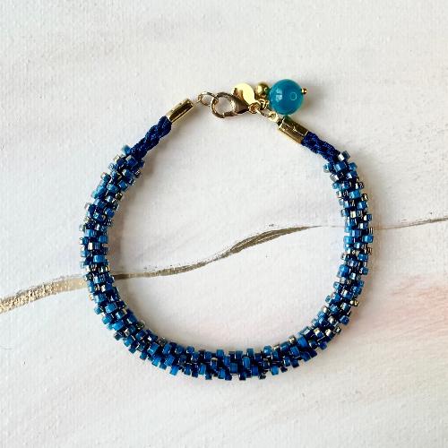 bracelet kumihimo bleu nuit bijoux cielo craft
