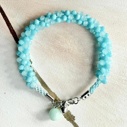 bracelet kumihimo bleu turquoise bijoux cielo craft