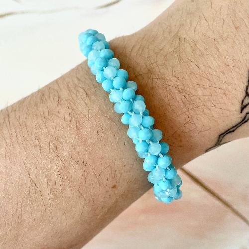 bracelet kumihimo bleu turquoise bijoux cielo craft