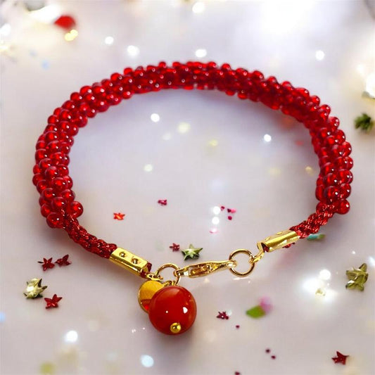 Bracelet kumihimo artisanal rouge - bijoux cielo craft