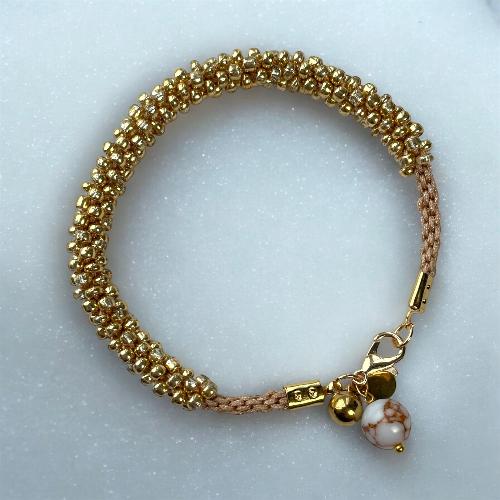 Bracelet kumihimo artisanal doré- bijoux cielo craft