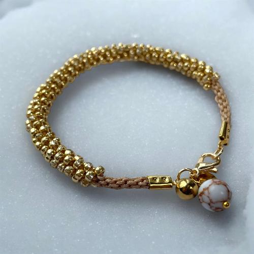 Bracelet kumihimo artisanal doré- bijoux cielo craft