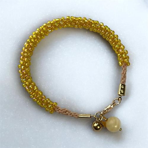 bracelet kumihimo jaune holographique  bijoux cielo craft