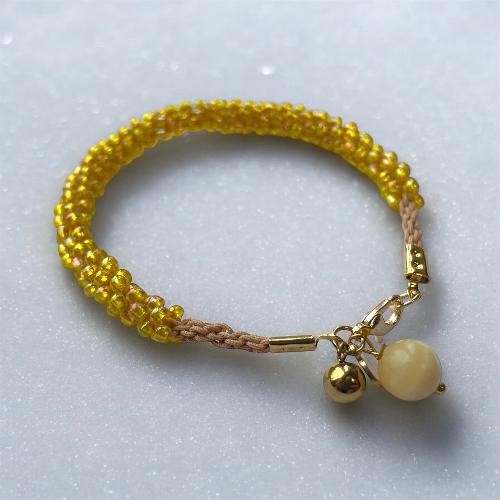 bracelet kumihimo jaune holographique  bijoux cielo craft