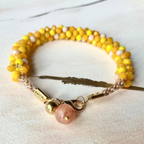 bracelet kumihimo jaune orangé bijoux cielo craft