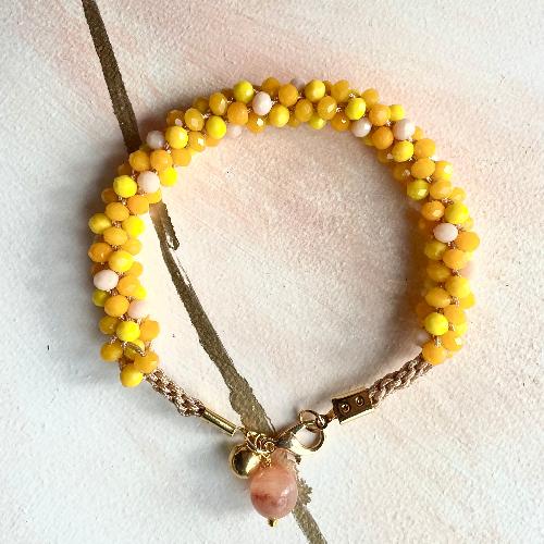 bracelet kumihimo jaune orangé bijoux cielo craft