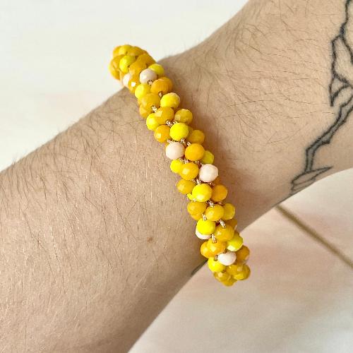 bracelet kumihimo jaune orangé bijoux cielo craft