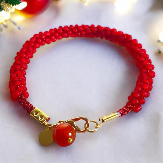 Bracelet kumihimo artisanal rouge - bijoux cielo craft