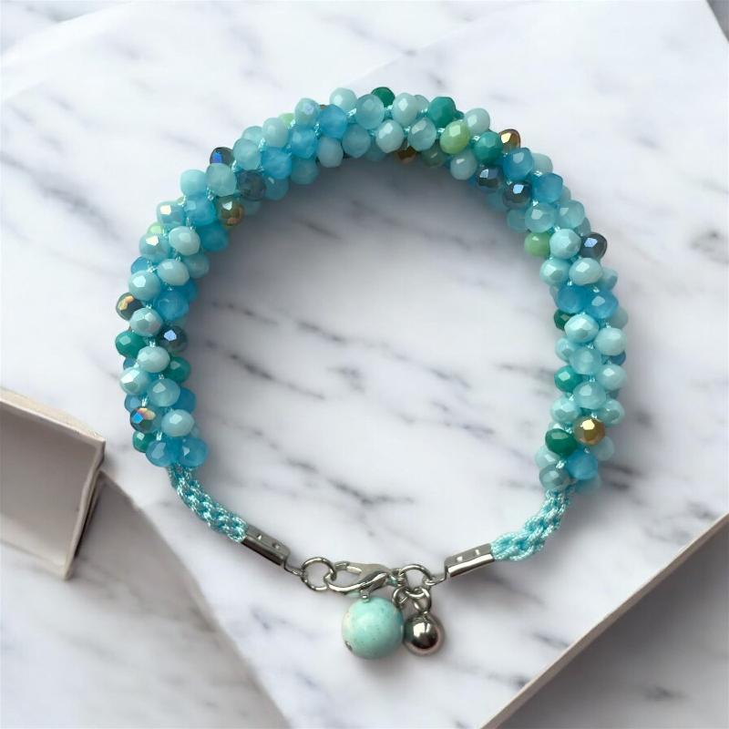 Bracelet kumihimo artisanal bleu clair- bijoux cielo craft