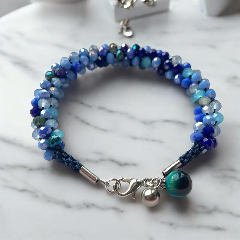 Bracelet kumihimo artisanal bleu nuit - bijoux cielo craft