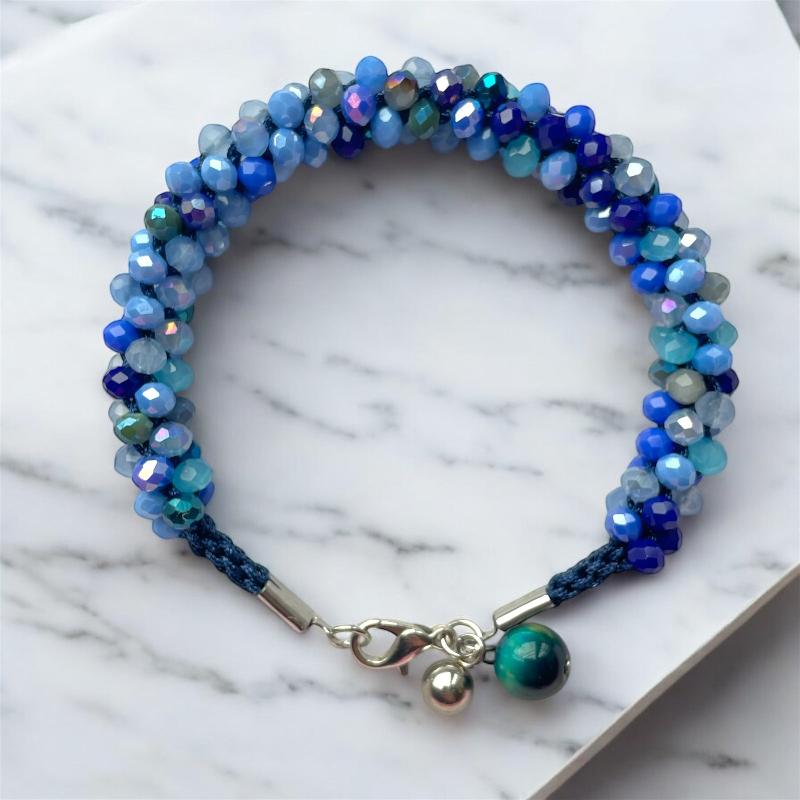 Bracelet kumihimo artisanal bleu nuit - bijoux cielo craft